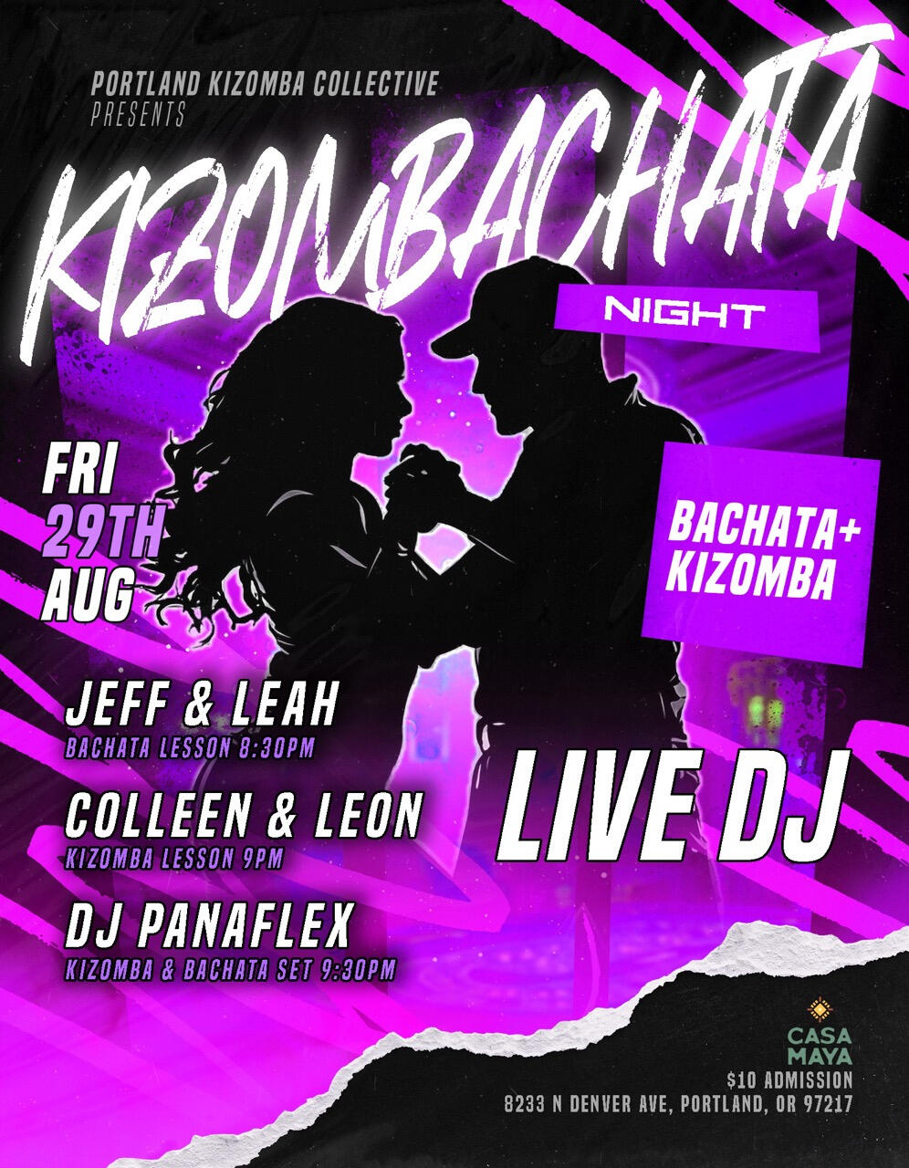 August UrbanKiz classes with guest instructor Jovan Casanova Portland Kizomba, Kizomba classes in Portland, social dancing, singles dancing, beginner dance classes in Portland, salsa classes, things to do in Portland